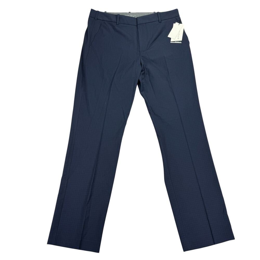 Perry Ellis Mens Modern Fit Stretch Resolution Dress Pants Navy Blue 33x32